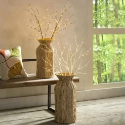 Set of 2 Connected Indoor/Outdoor Lighted Birch Branches - Brown