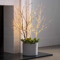 Set of 2 Connected Indoor/Outdoor Lighted Birch Branches - Brown