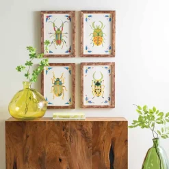 Set of 4 Framed Beetles Paintings