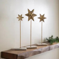 Set of 3 Metal Stars on Marble Bases