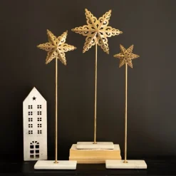 Set of 3 Metal Stars on Marble Bases