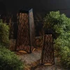 Set of 2 Patio Solar Leaf Shadow Lanterns