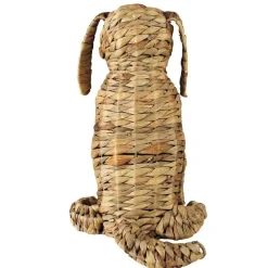Sitting Woven Water Hyacinth Dog Sculpture
