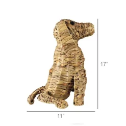Sitting Woven Water Hyacinth Dog Sculpture