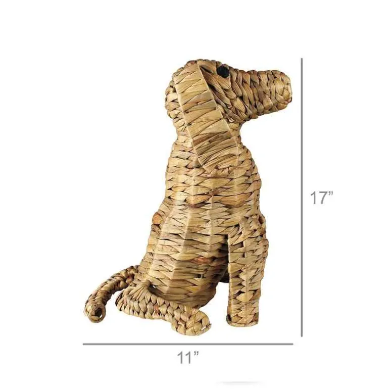 Sitting Woven Water Hyacinth Dog Sculpture