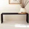 Slatted Black Metal Bench Console