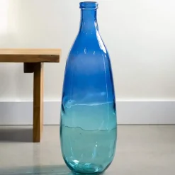 Slender Blue Ombre Glass Vase, 30"H