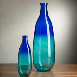 Slender Blue Ombre Glass Vase, 30