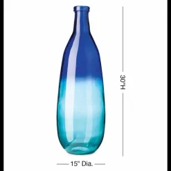 Slender Blue Ombre Glass Vase, 30