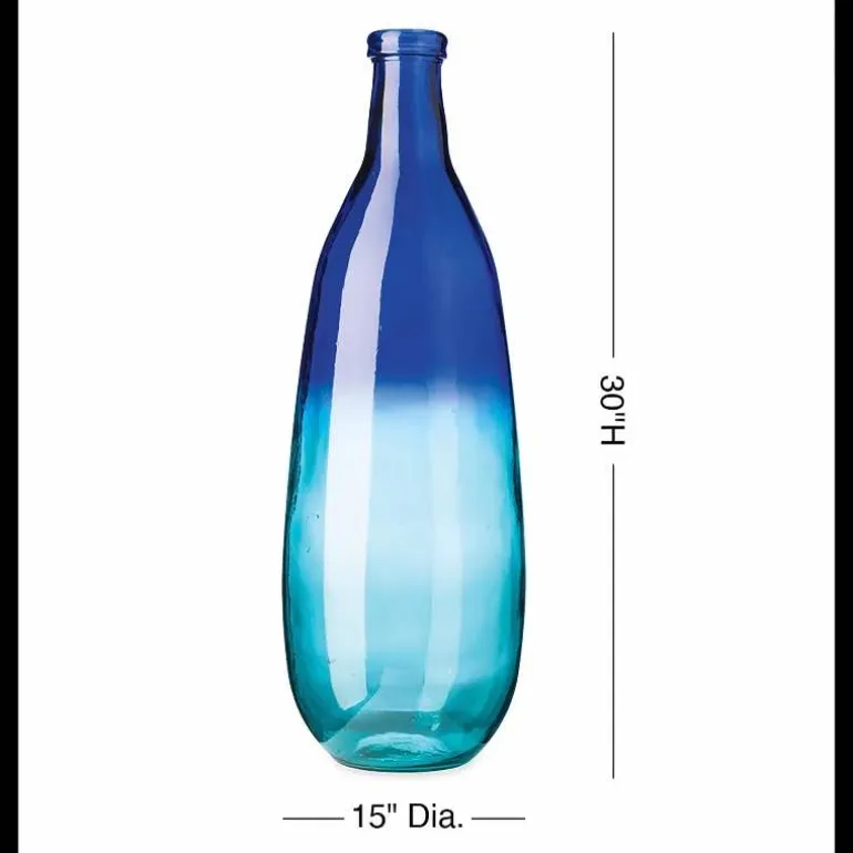 Slender Blue Ombre Glass Vase, 30"H