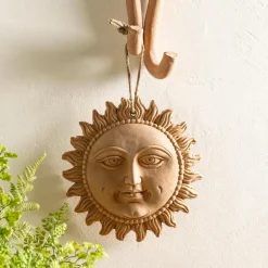 Smiling Terracotta Sun Hanging Wall Art