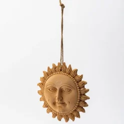 Smiling Terracotta Sun Hanging Wall Art
