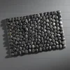 Smooth River Rock Stone Floor Mat, Indoor/ Outdoor - Black