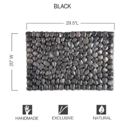 Smooth River Rock Stone Floor Mat, Indoor/ Outdoor - Black