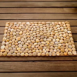 Smooth River Rock Stone Floor Mat, Indoor/ Outdoor - Ochre