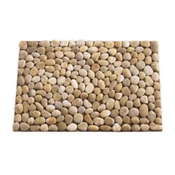Smooth River Rock Stone Floor Mat, Indoor/ Outdoor - Ochre