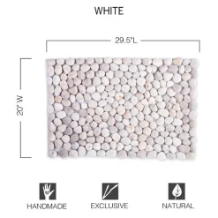 Smooth River Rock Stone Floor Mat, Indoor/ Outdoor - White