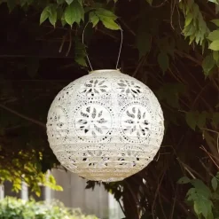 Soji Stella Boho Globe Solar Lantern - Pearl