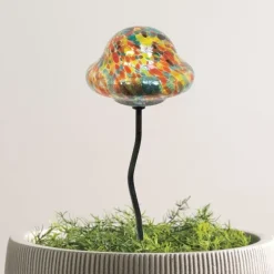 Solar-Powered Yellow Mushroom Garden Stake