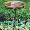 Solid Copper Bird Bath with Twig Metal Stake