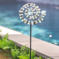Spiral Glass and Driftwood Garden Stake
