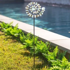 Spiral Glass and Driftwood Garden Stake