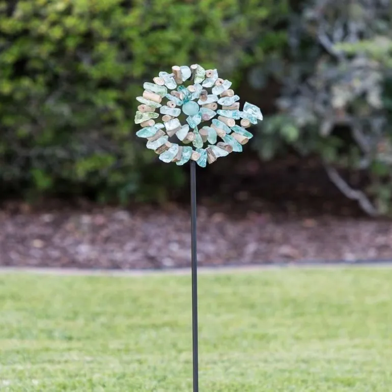 Spiral Glass and Driftwood Garden Stake