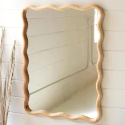 Squiggle-Framed Wood Mirror