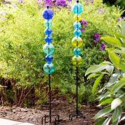 Stacking Glass Orbs Stake (dark and light blue)