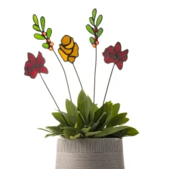 Stained Glass Holiday Floral Bouquet, Set of 5