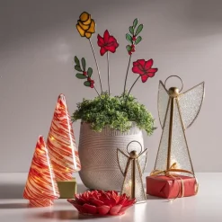 Stained Glass Holiday Floral Bouquet, Set of 5