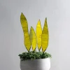 Stained Glass Leaf-Shaped Stakes - Snake Plant, set of 4