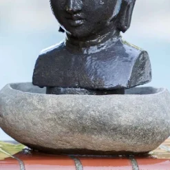 Stone Tabletop Buddha Head Fountain, 16