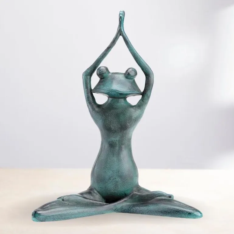 Stretching Yoga Frog Garden Sculpture