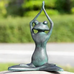 Stretching Yoga Frog Garden Sculpture