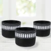 Striped Band Cement Cachepot, Set of 3