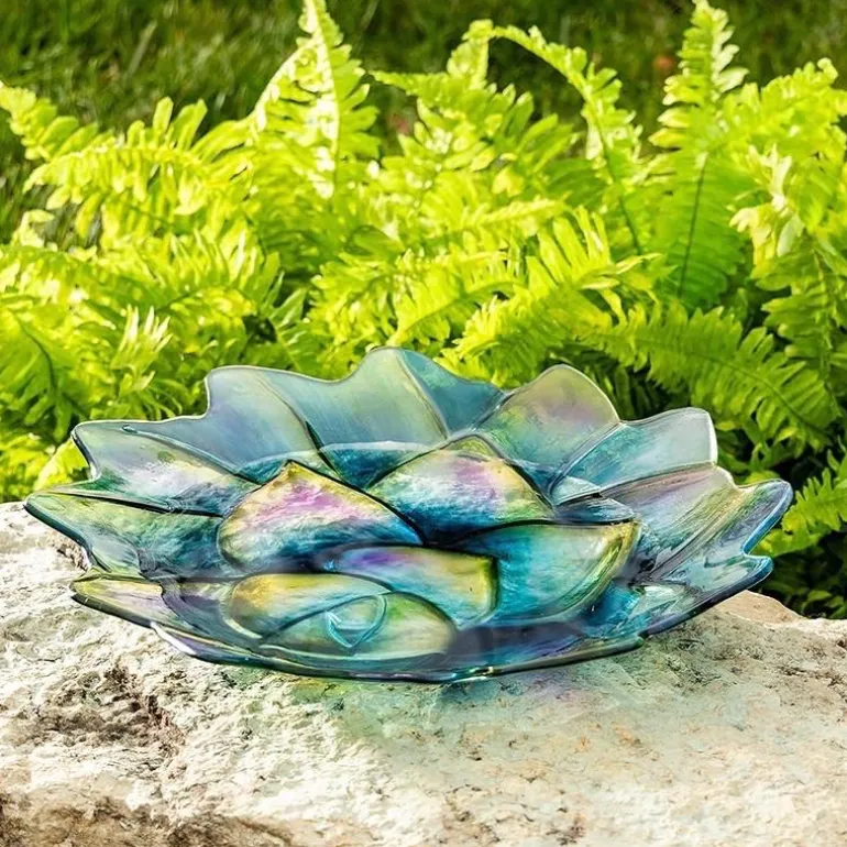 Succulent-Shaped Glass Bird Bath