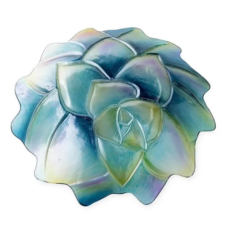 Succulent-Shaped Glass Bird Bath