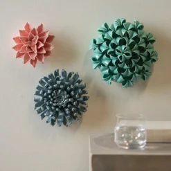 Summer Collection Ceramic Wall Flowers, Set of 3