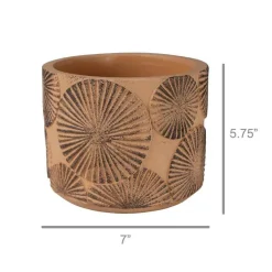 Sunburst Cement Large Cachepot, Set of 2