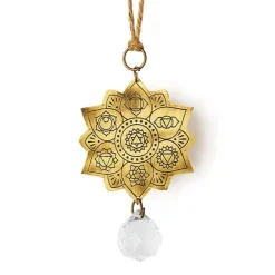 Surya Lotus Engraved Brass Suncatcher