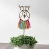 Swapna Owl Bell Garden Stake With Upcycled Sari