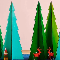 Tannenbaum Tabletop Wood Christmas Tree, Set of 3 - Mint