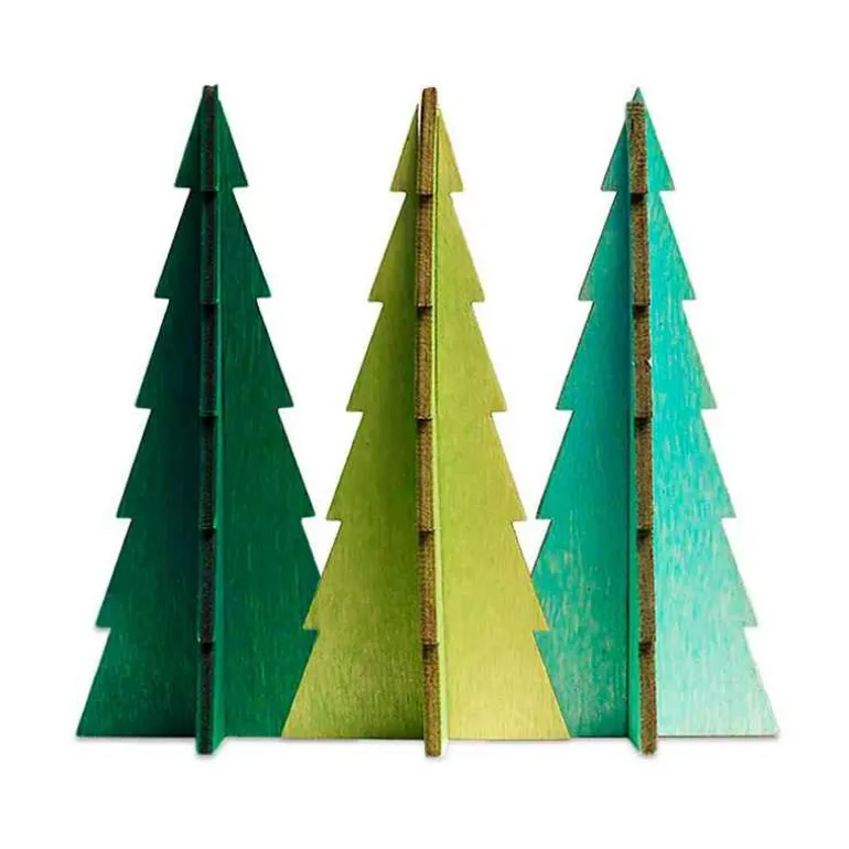 Tannenbaum Tabletop Wood Christmas Tree, Set of 3 - Mint