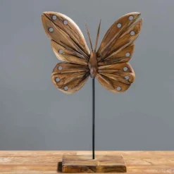 Teak Butterfly Accent on Stand
