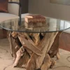 Teak Driftwood & Glass Coffee Table