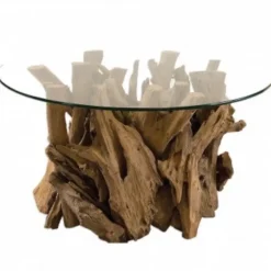 Teak Driftwood & Glass Coffee Table