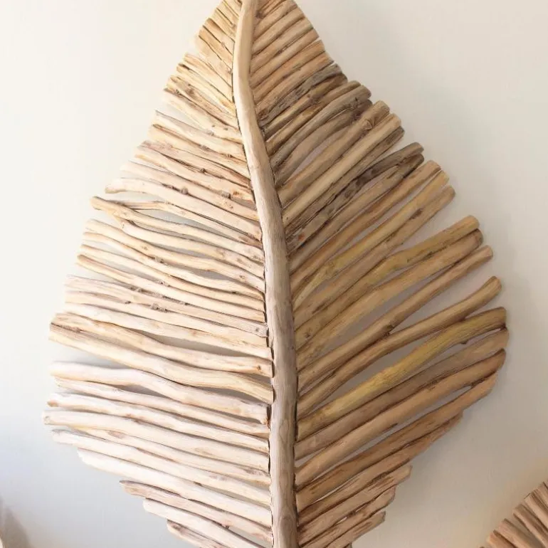 Teakwood Leaves Wall Art, Set of 3