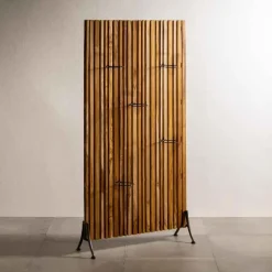 Teak Wood Privacy Screen/ Plant Stand, 5 Rings