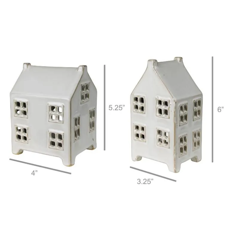 Tea Light Cottage Candleholders, Set of 2